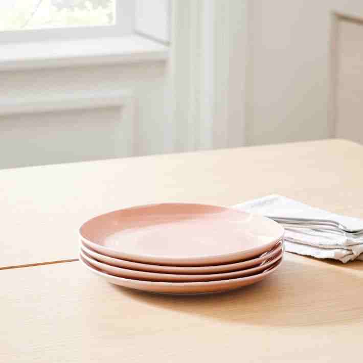 west elm | Organic Shaped Porcelain Dinner Plate - Set of 4, Rose