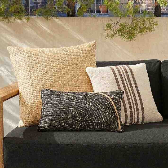 Outdoor Solid Faux Jute Pillow Cover