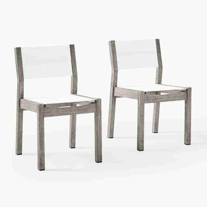 Portside Textiline Dining Chair, Set of 2, Weathered Gray