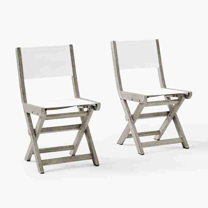 Portside Outdoor Bistro Folding Chairs, Weathered Gray, Set of 2
