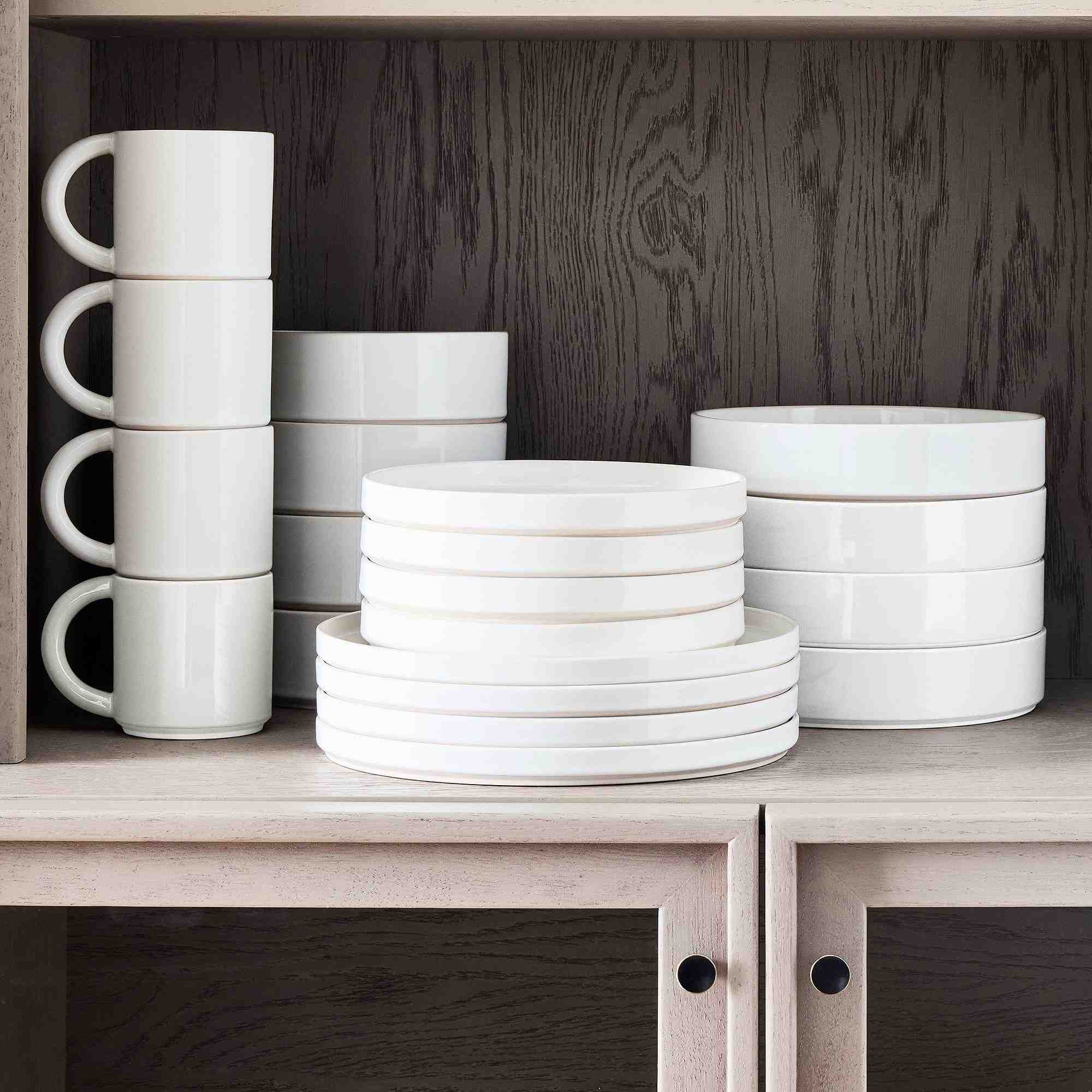 Straight Sided Nested Stoneware Dinnerware, Set of 4