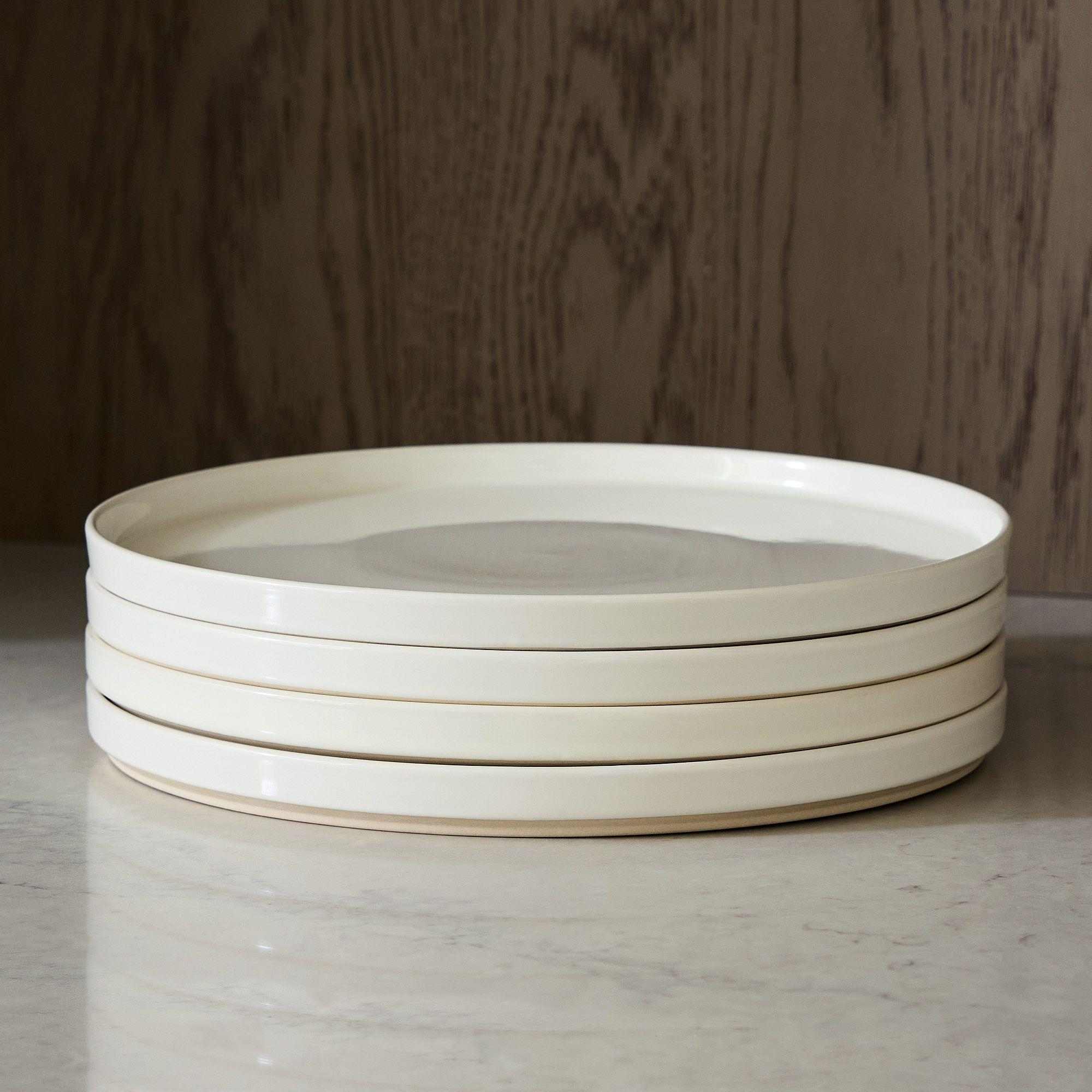 Straight Sided Nested Stoneware Dinner Plate Set of 4