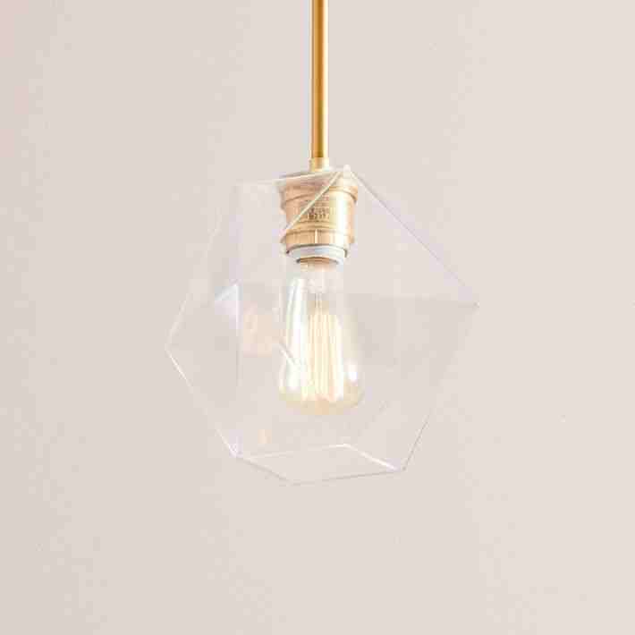 Sculptural Glass Faceted Pendant - Clear