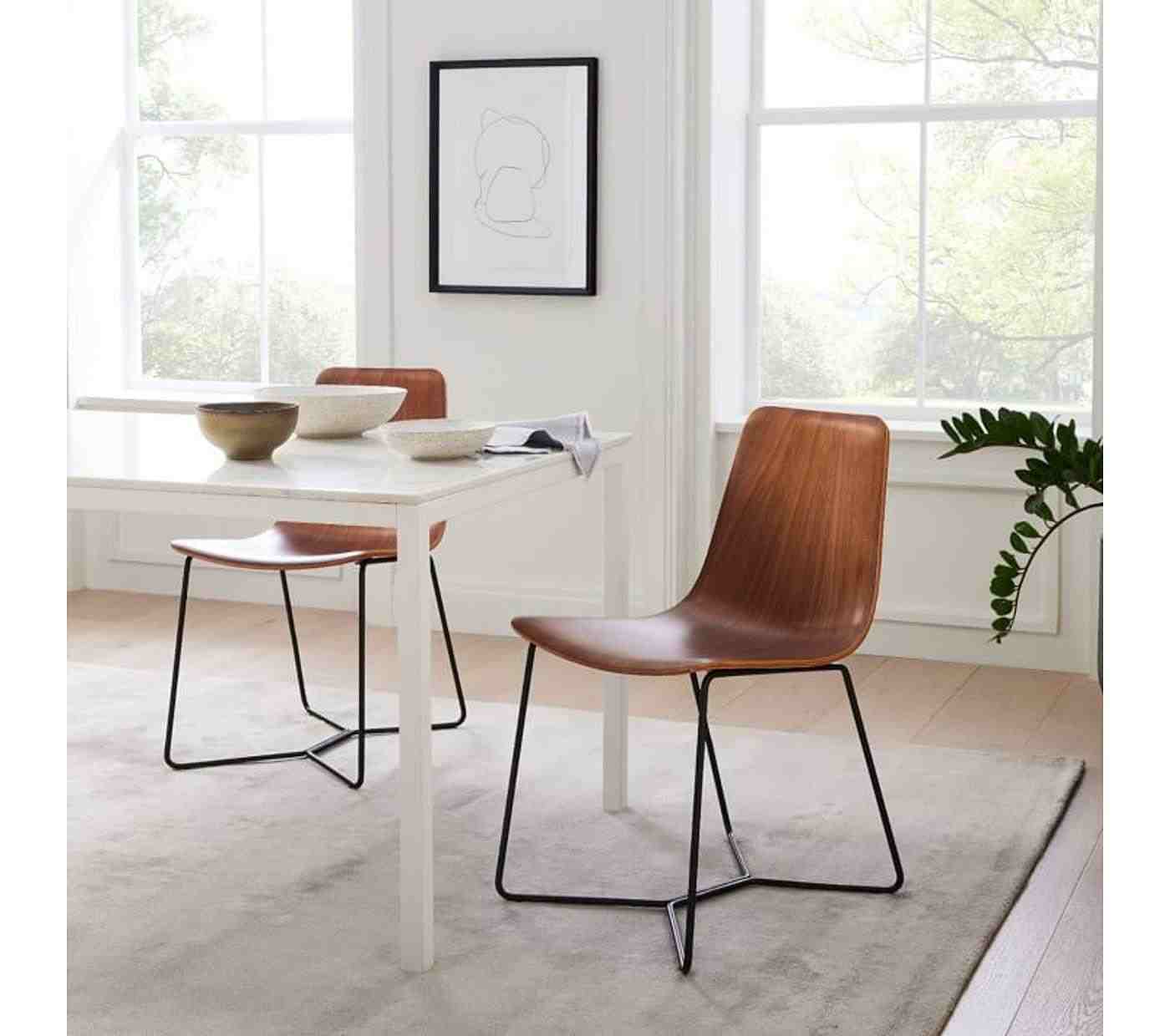 Slope Wooden Shell Dining Chair, Cool Walnut