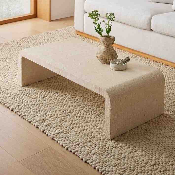 Solstice Whitewash Raffia Large Coffee Table