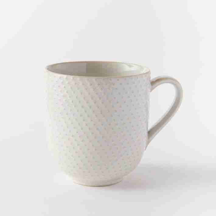 Textured White Dots Stoneware Mug , Set of 4