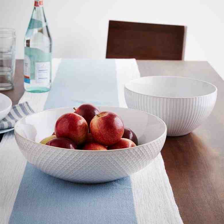 Textured Stoneware Serving Platter & Bowl