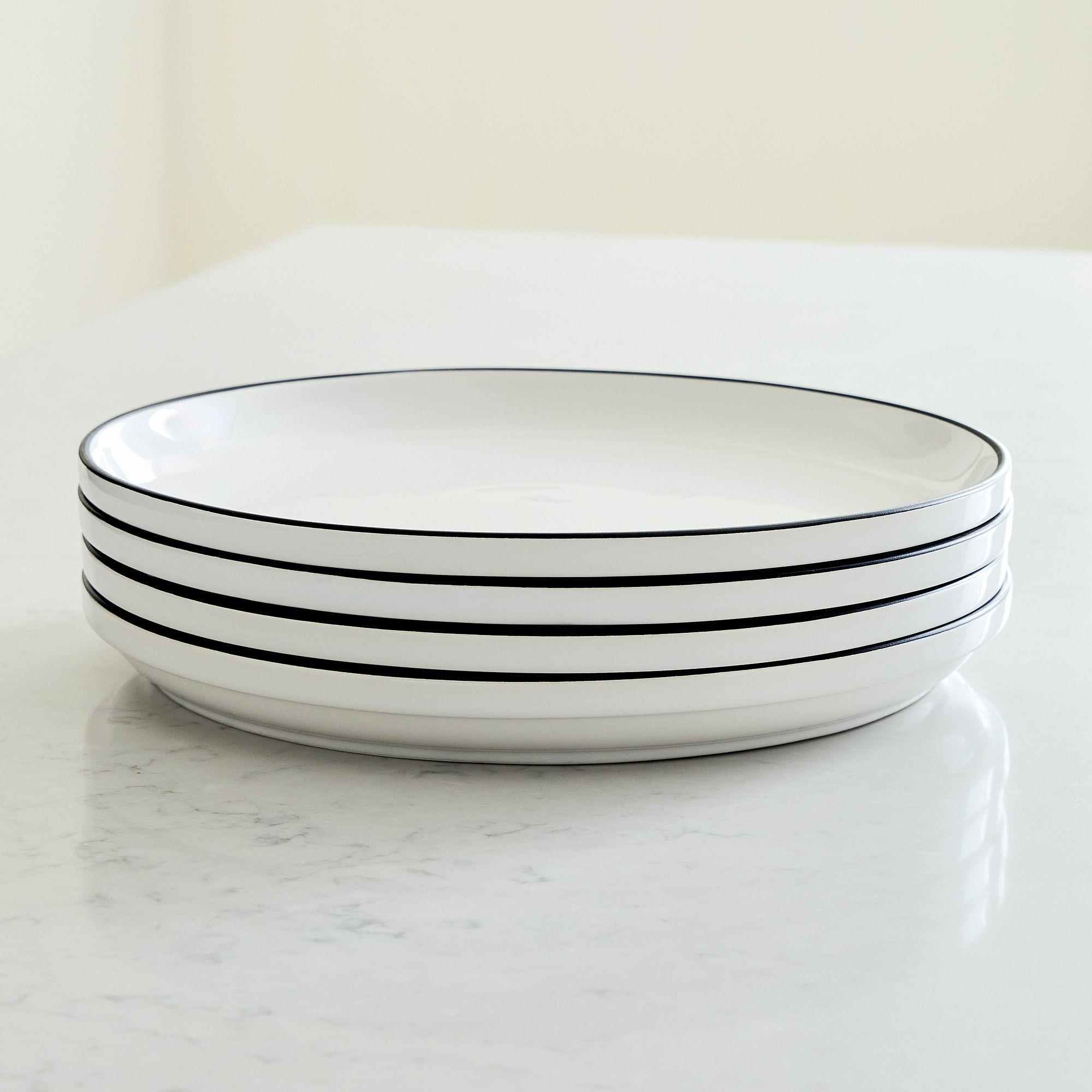 Utility Stoneware Black & White, Dinner Plate - Set of 4