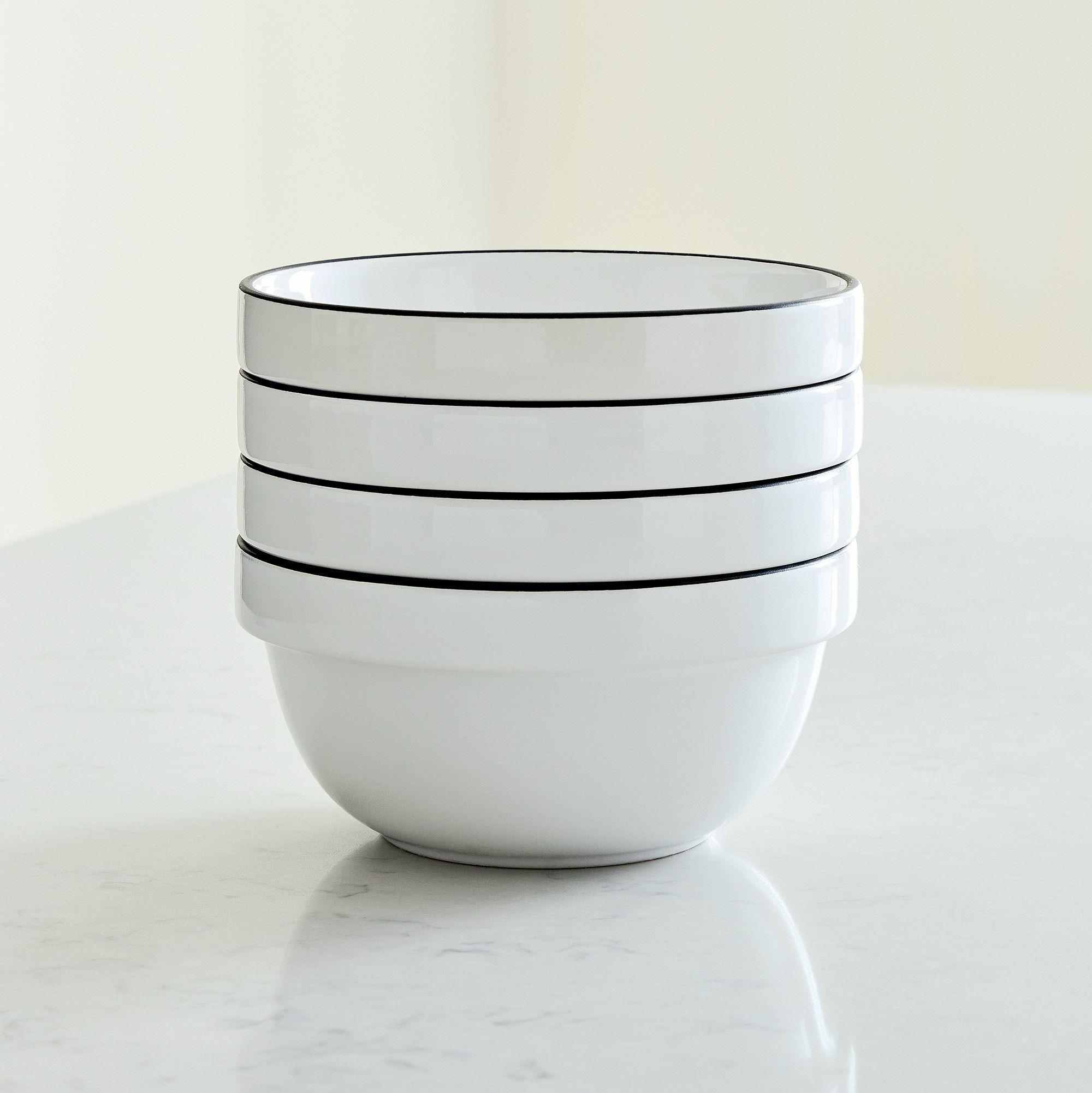 Utility Stoneware Black & White, Cereal Bowl - Set of 4