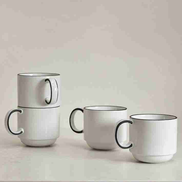Utility Stoneware Black & White, Mug - Set of 4