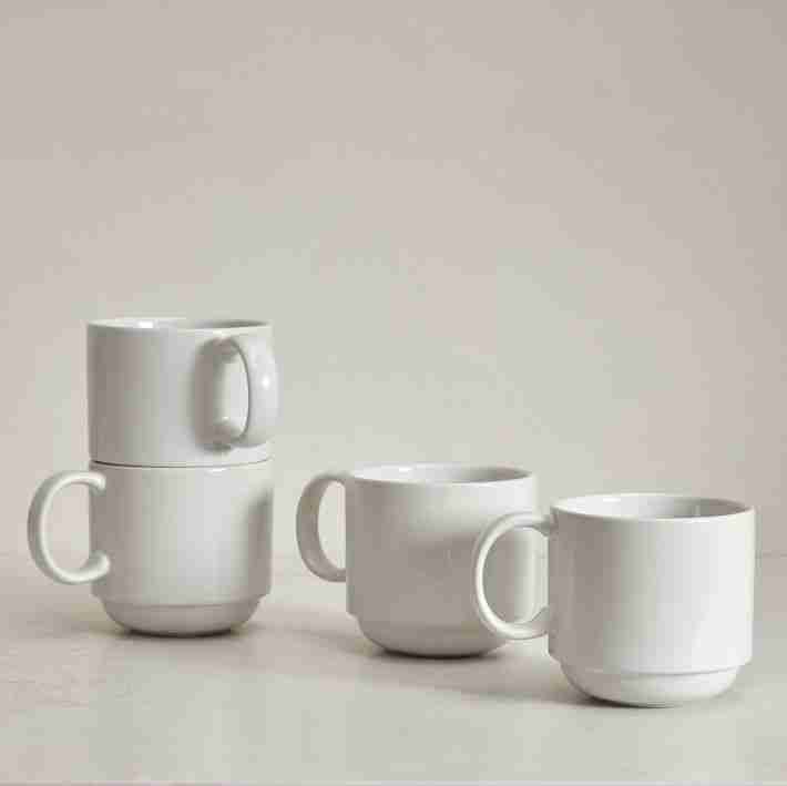 Utility Stoneware White, Mug - Set of 4