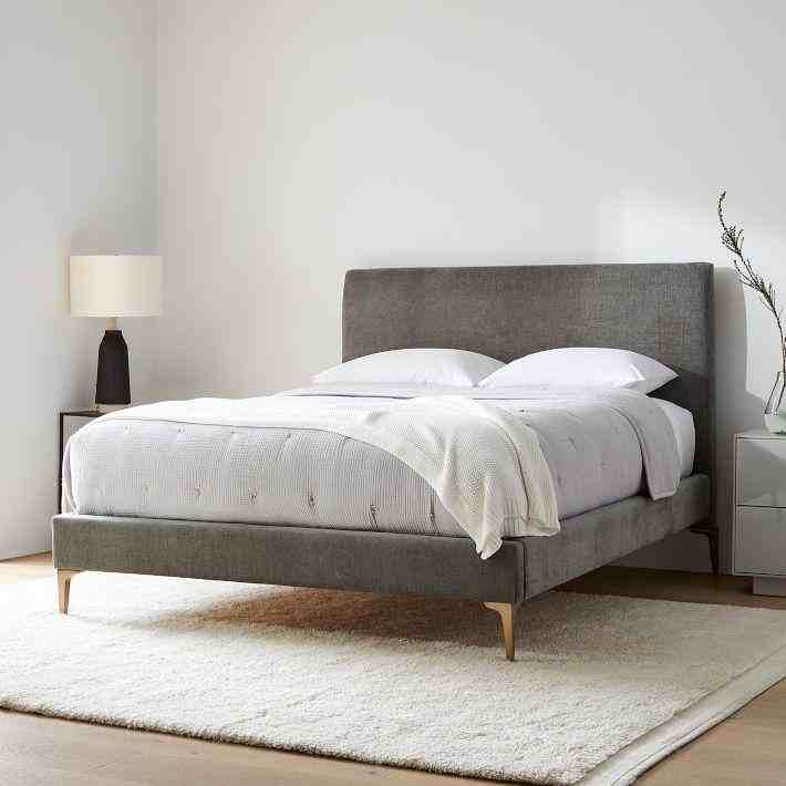 Andes Bed - Metal Legs , Pewter