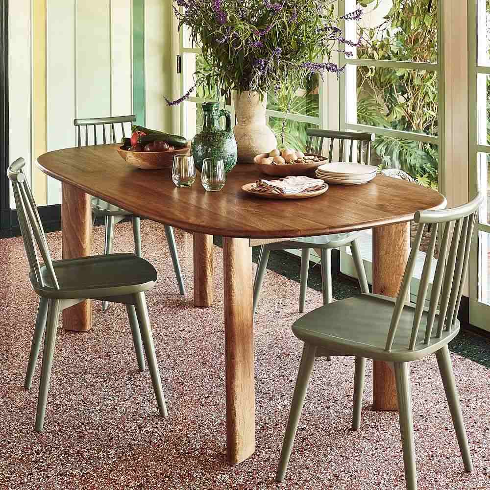 Anton Solid Wood Oval Dining Table, 78", Burnt Wax