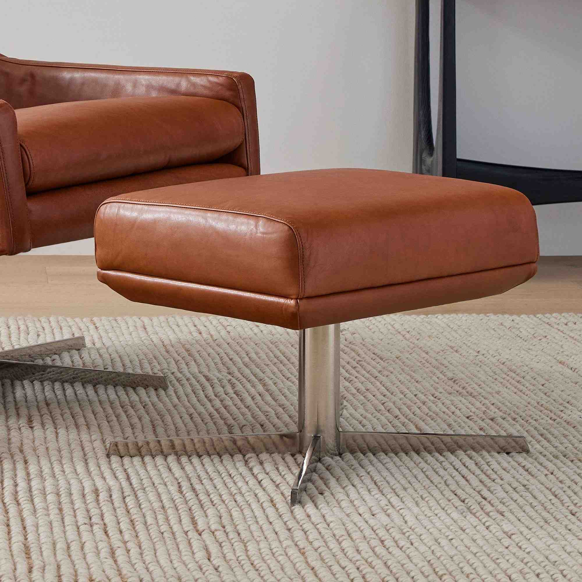 Austin Leather Swivel Ottoman