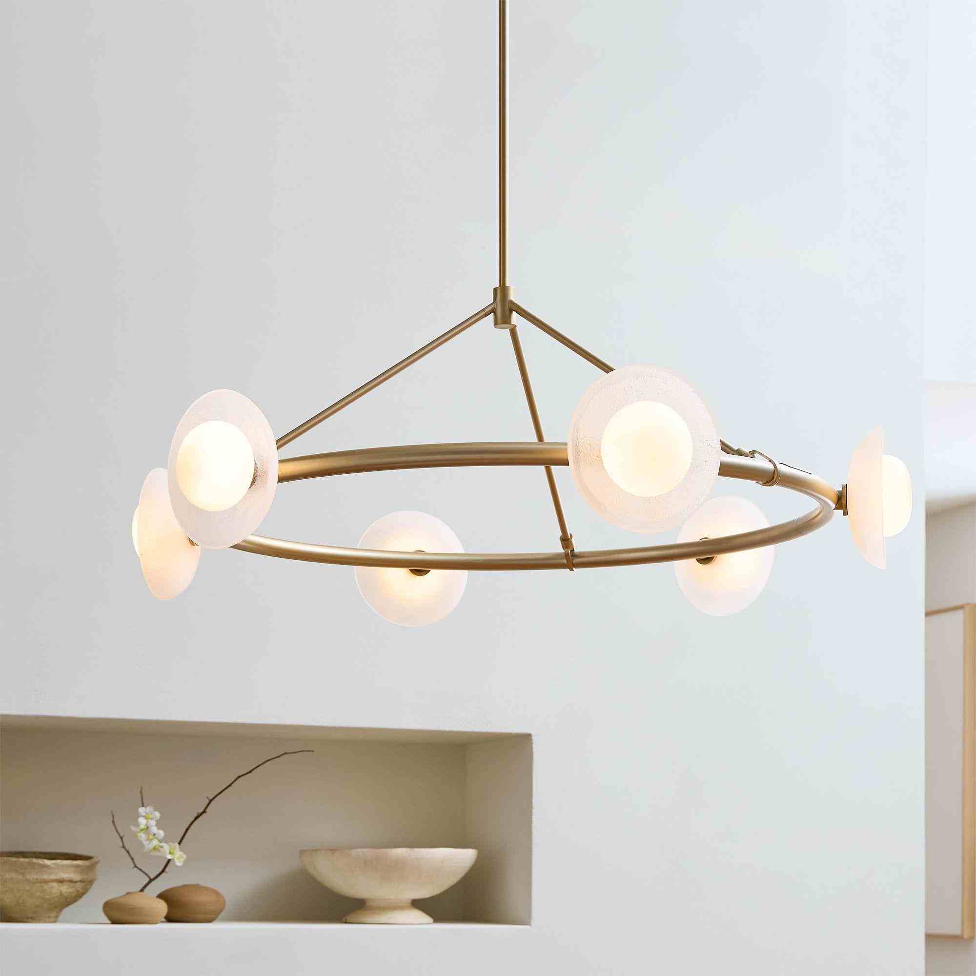Bezel 6-Light Round Glass Chandelier