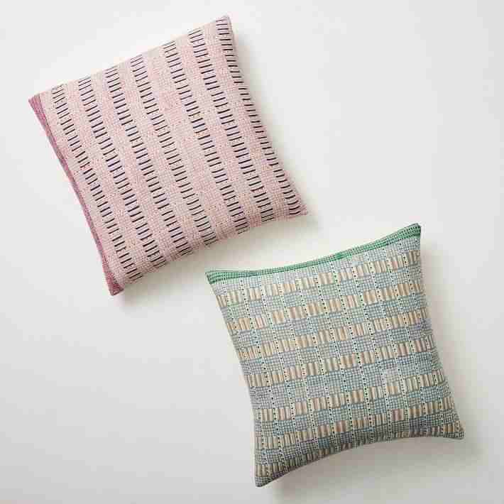 Block Print Grid Pillow Cover, 20"x20"