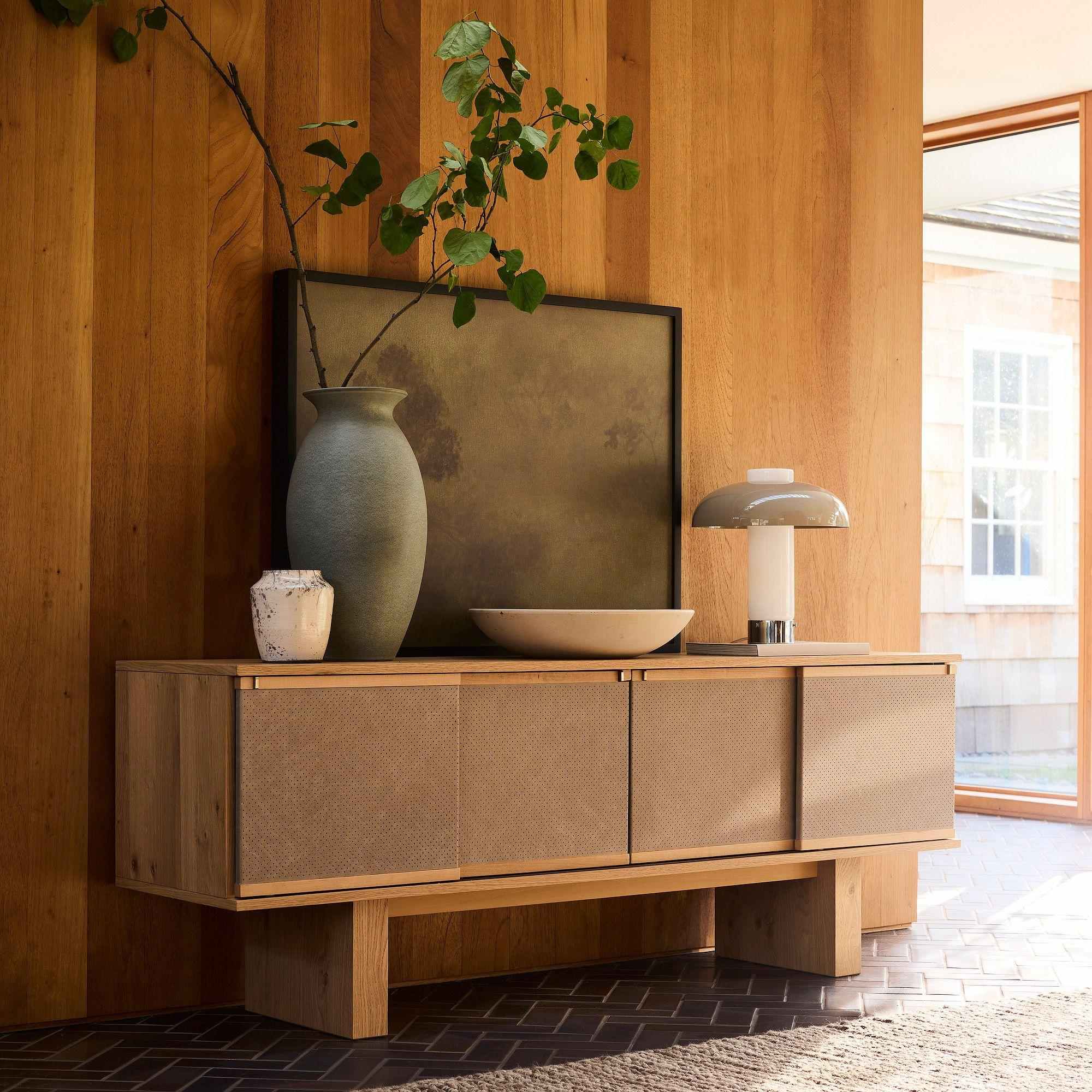 Buxton Leather Media Console (72")