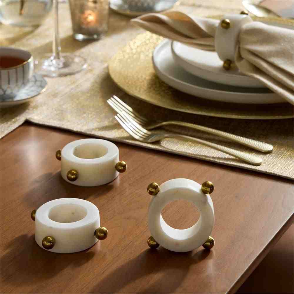 west elm | Marble and Metal Napkin Rings