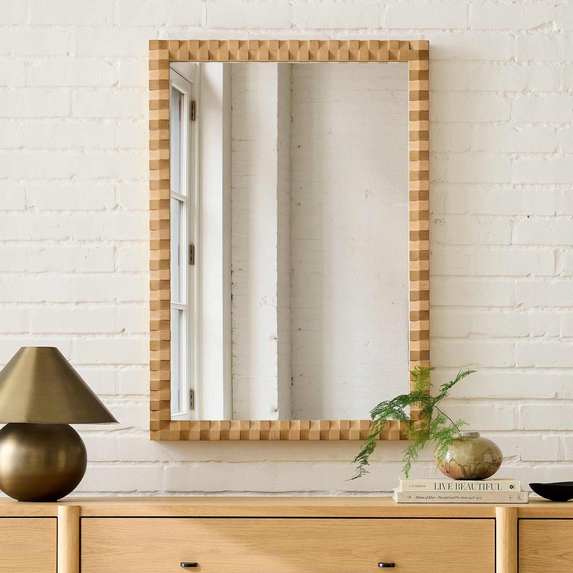 Cantilever Textured Wood Wall Mirror