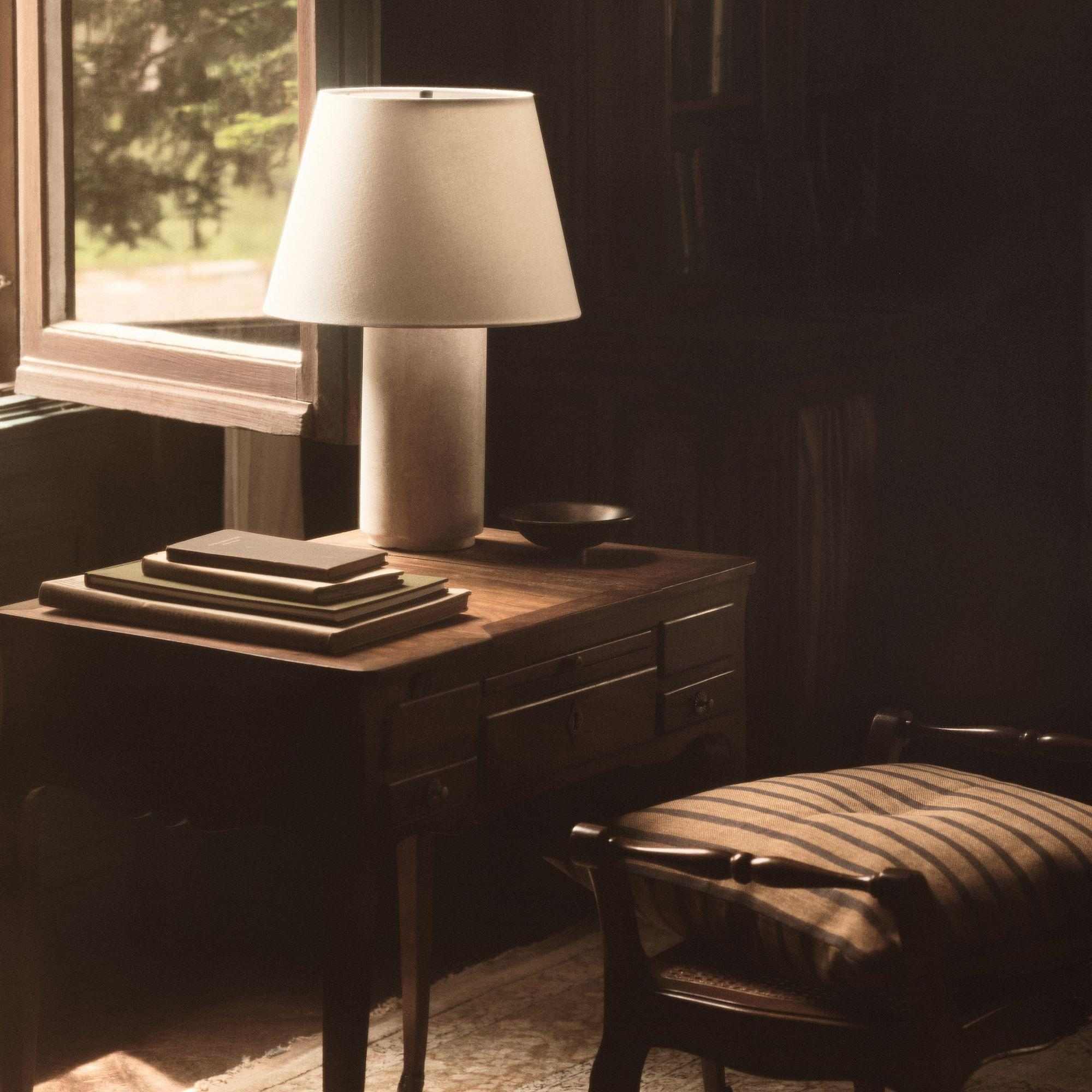 Colin King Travertine Table Lamp (20"–29")