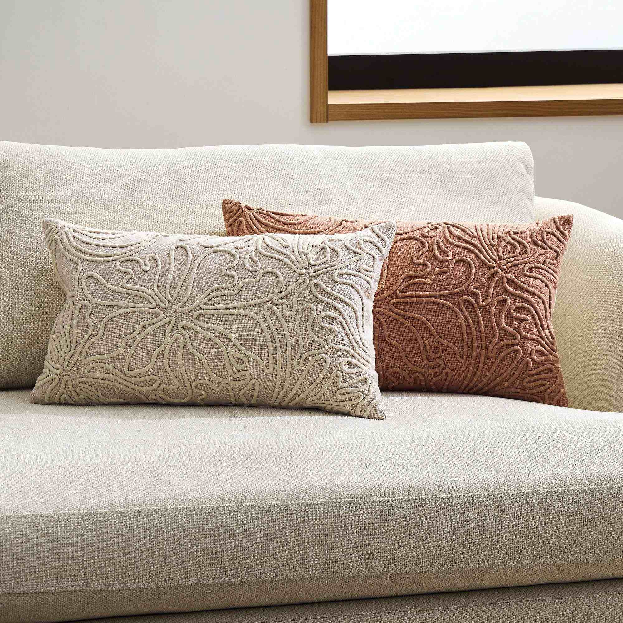 Corded Floral Pillow Cover