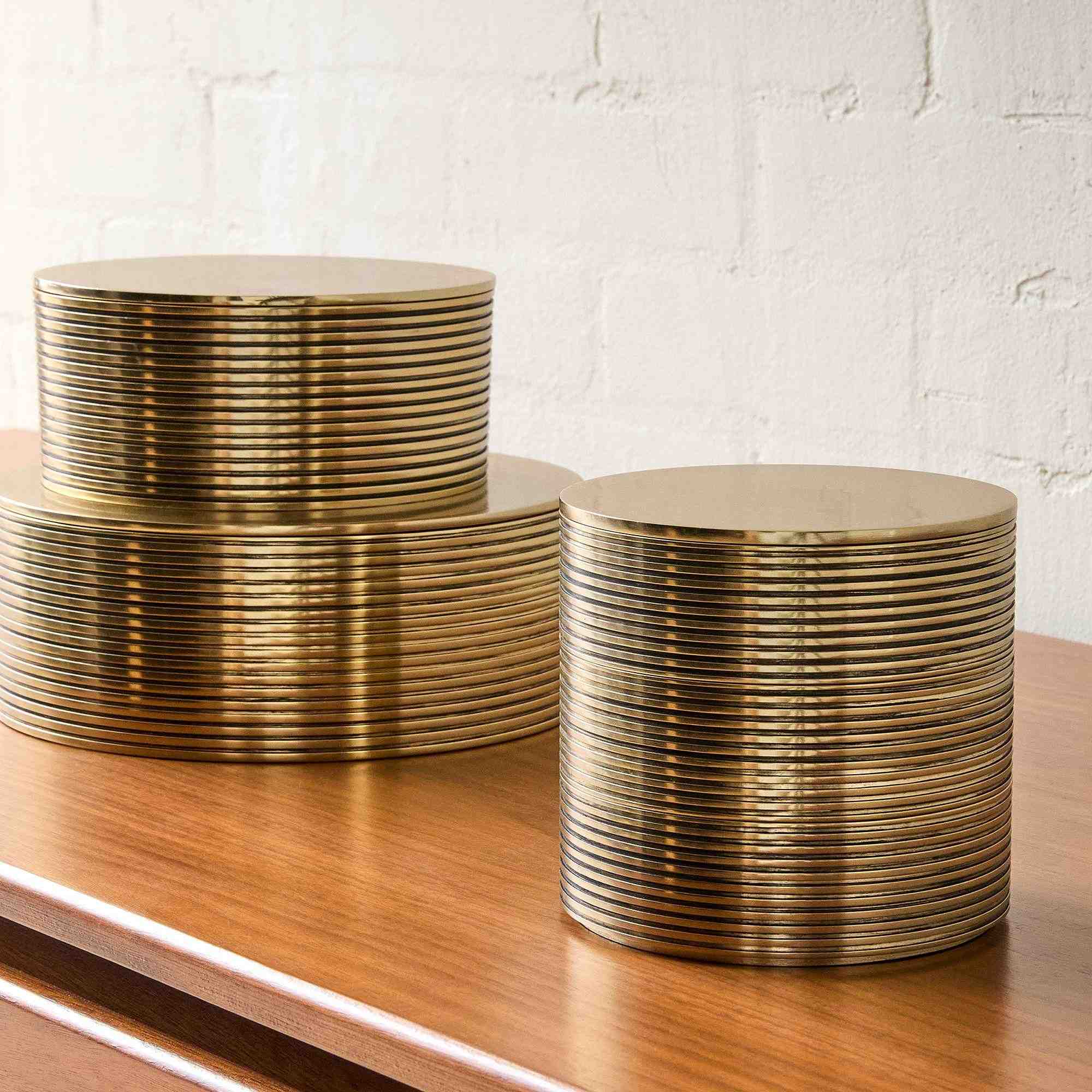 west elm | Corrugated Metal Round Decorative Boxes