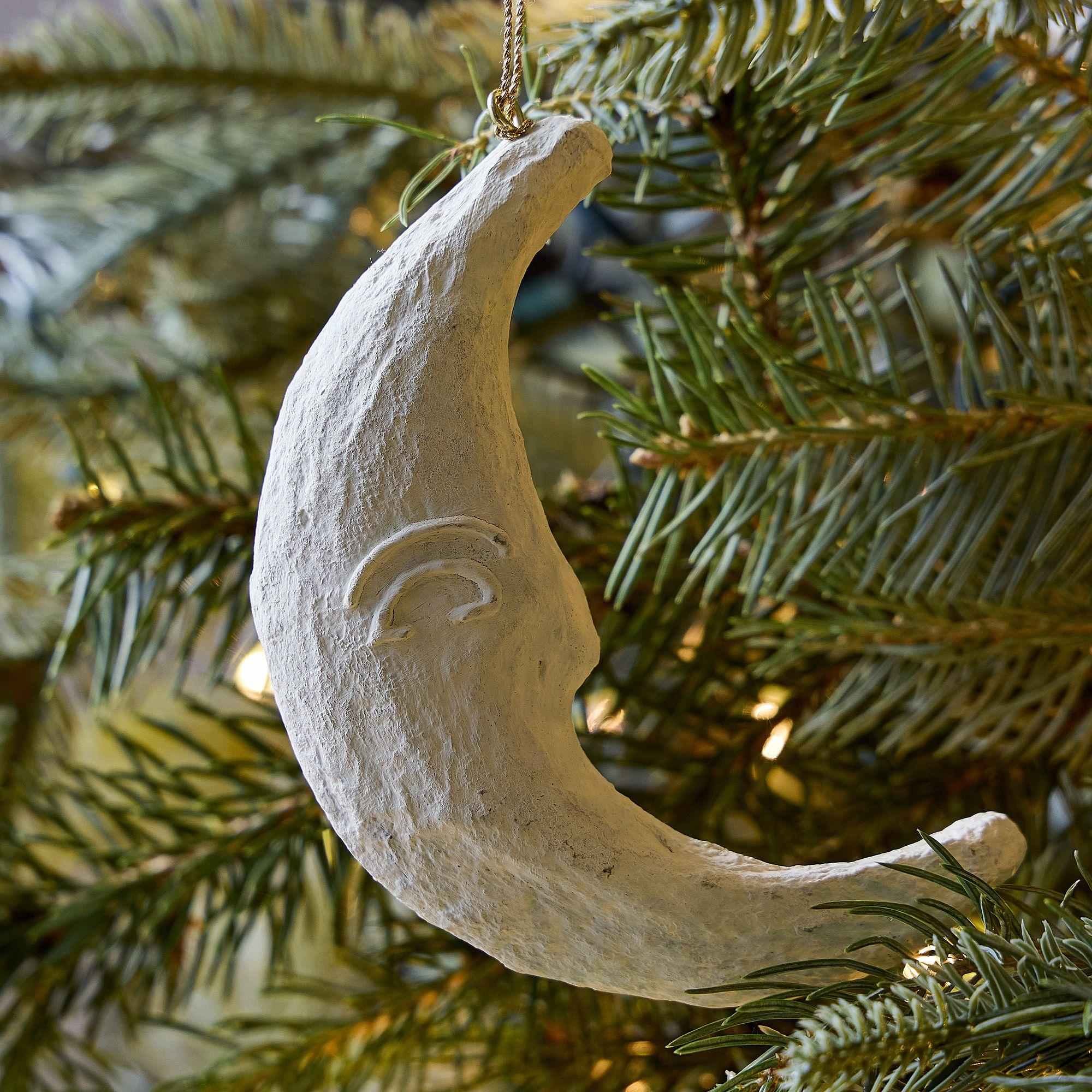 Cotton Mache Moon Ornament
