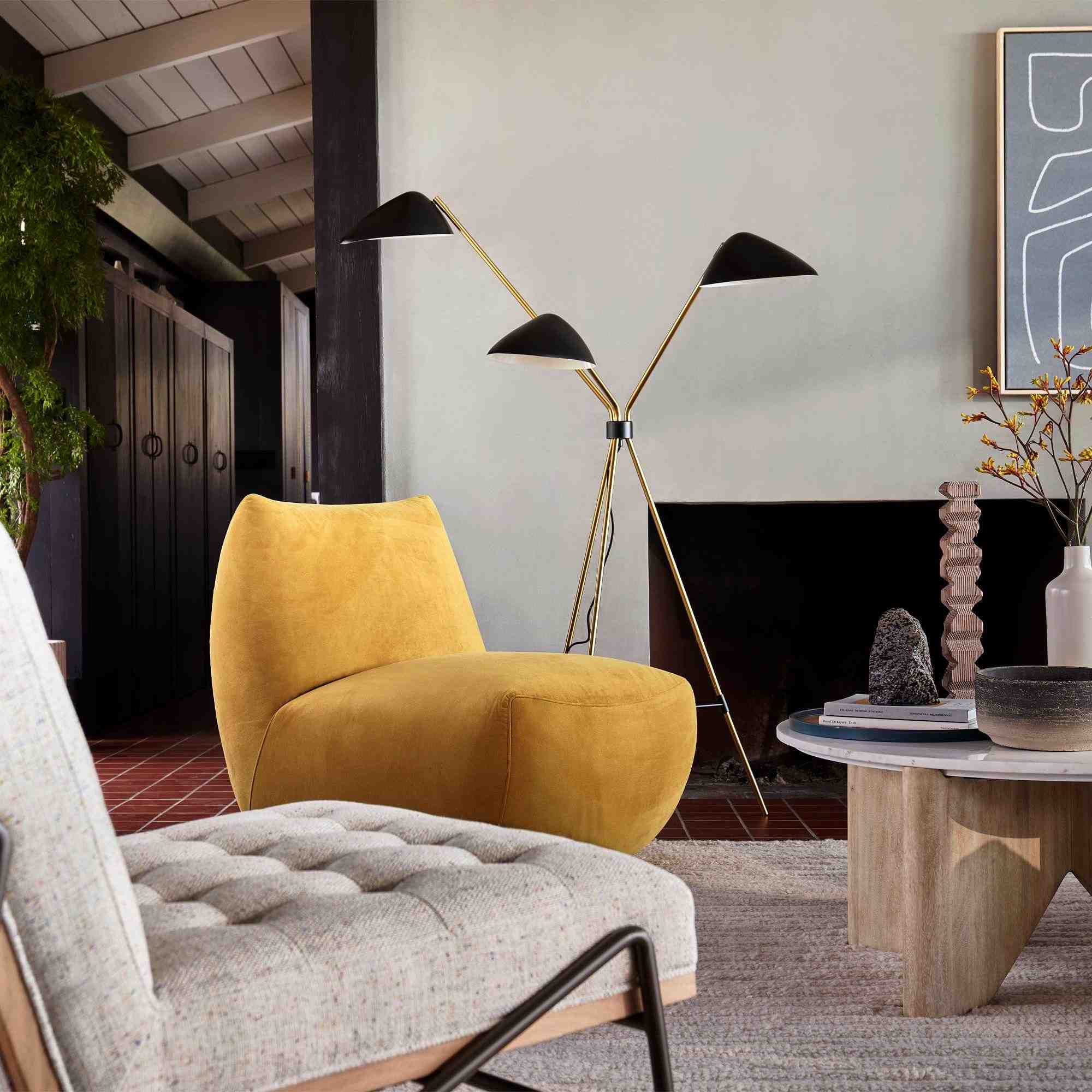 New Curvilinear Tripod Floor Lamp