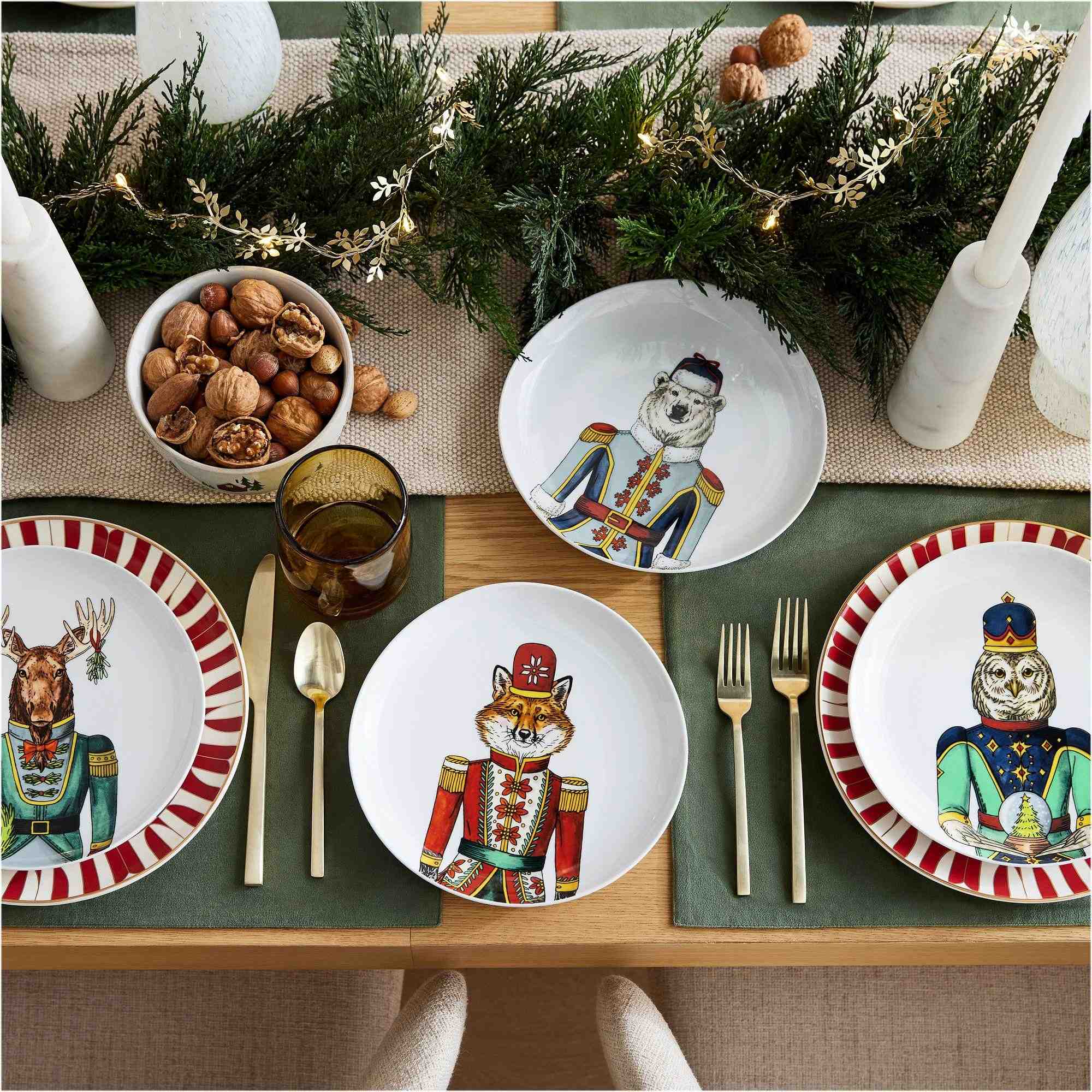 Dapper Animal Nutcracker Salad Plate Sets
