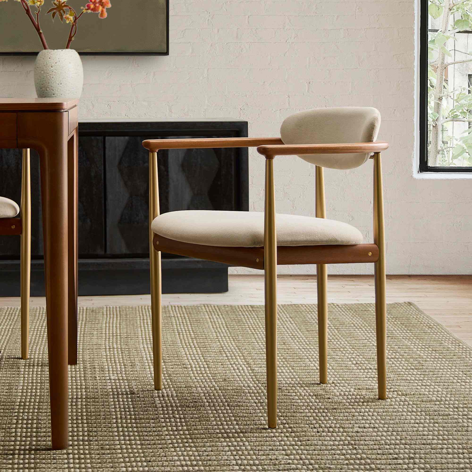 Edison Dining Arm Chair - Metal Legs