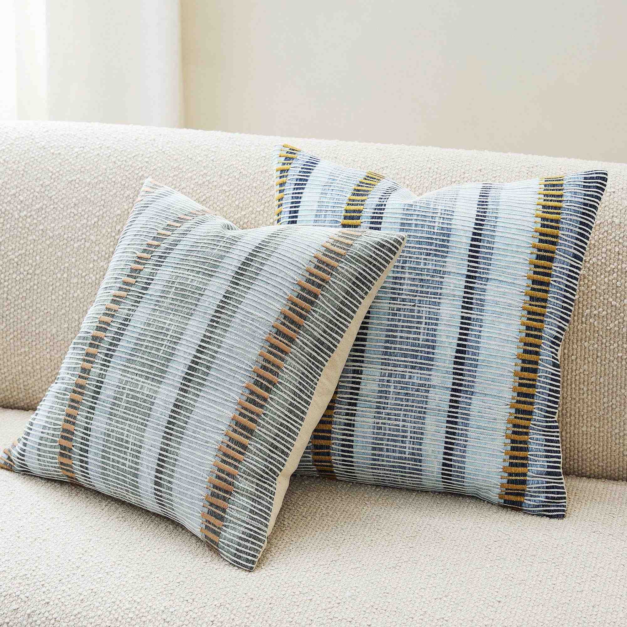 Embroidered Ladder Stripe Pillow Cover
