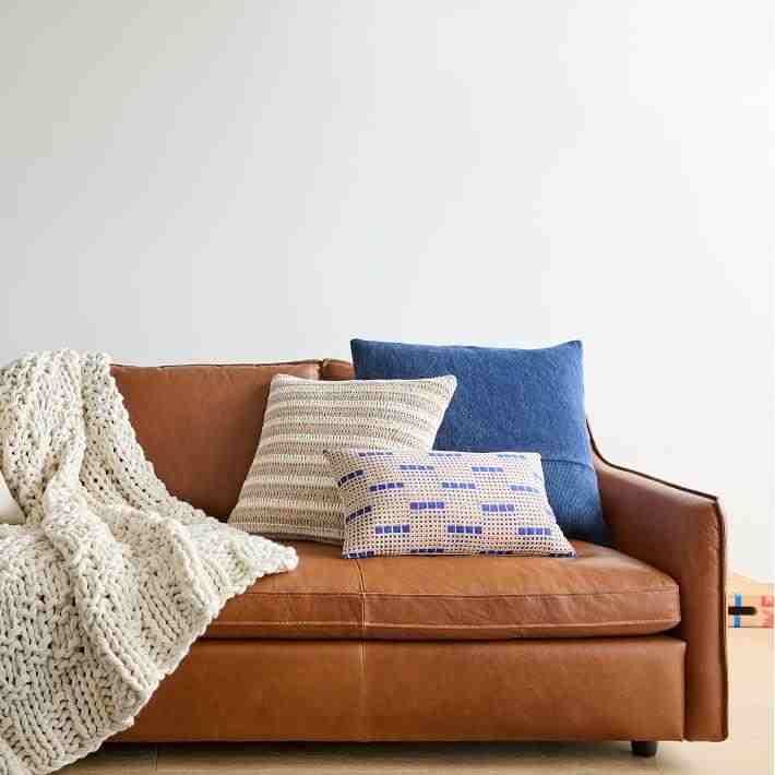 Fading Grid Block Print Pillow Cover, Cobalt, 12"x21"