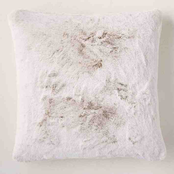 Faux Fur Chinchilla Pillow Cover, 20"x20", White