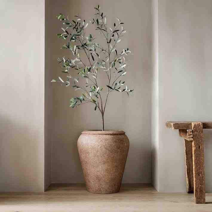 Faux Potted Floor Black Olive Plant, 78"