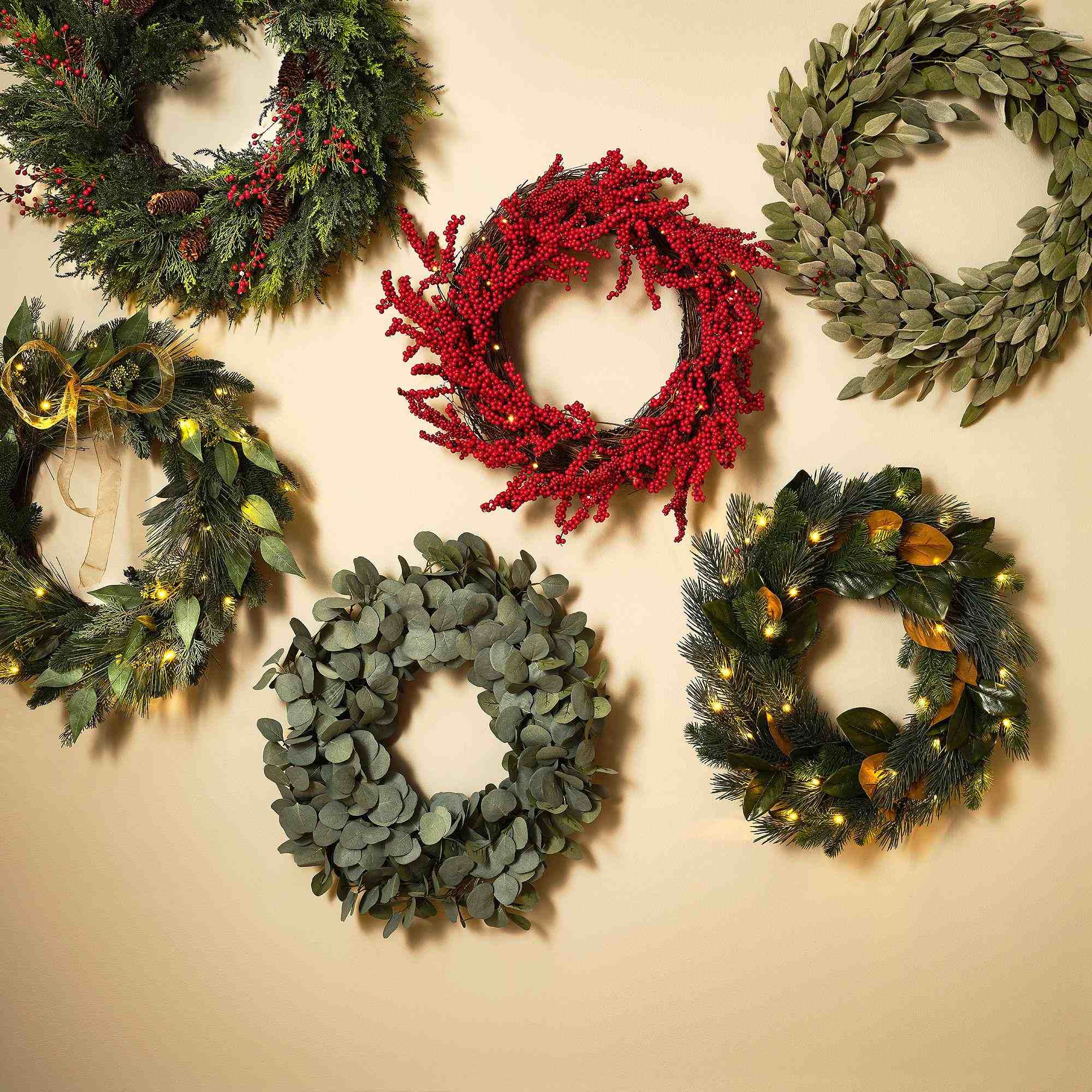 west elm | Pre-Lit Faux Red Berry Wreath & Garland