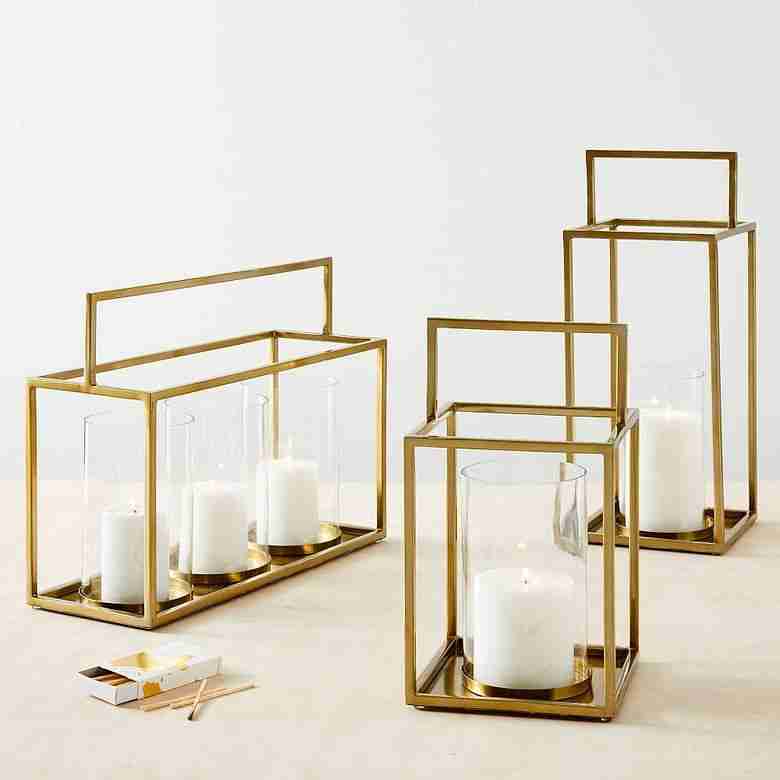 Framed Metal Lanterns - Brass