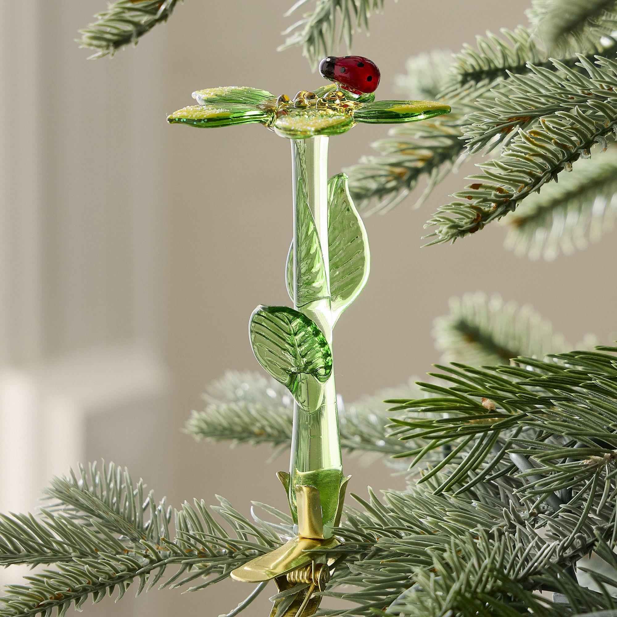 Glass Green Iris Clip-On Ornament