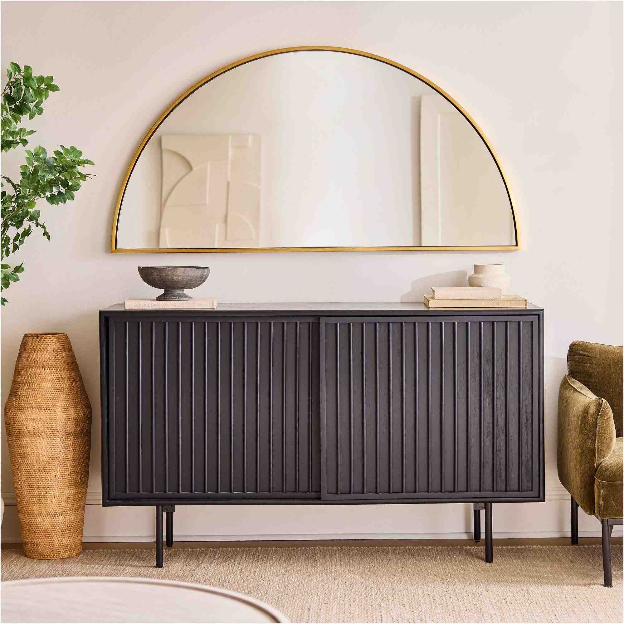 Half-Moon Metal Wall Mirror