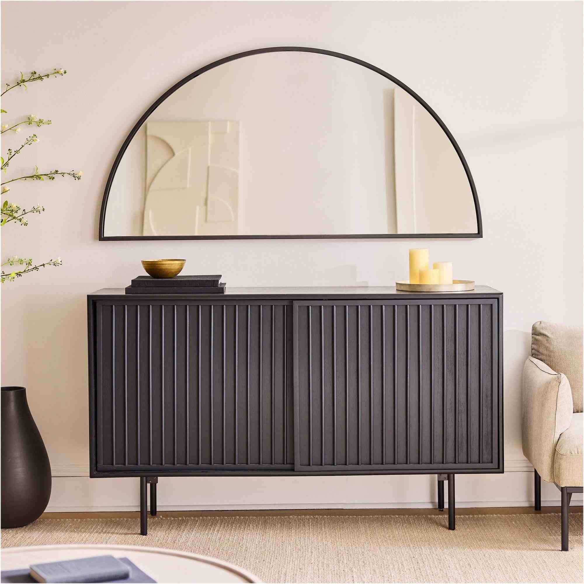 Half-Moon Metal Wall Mirror - Large