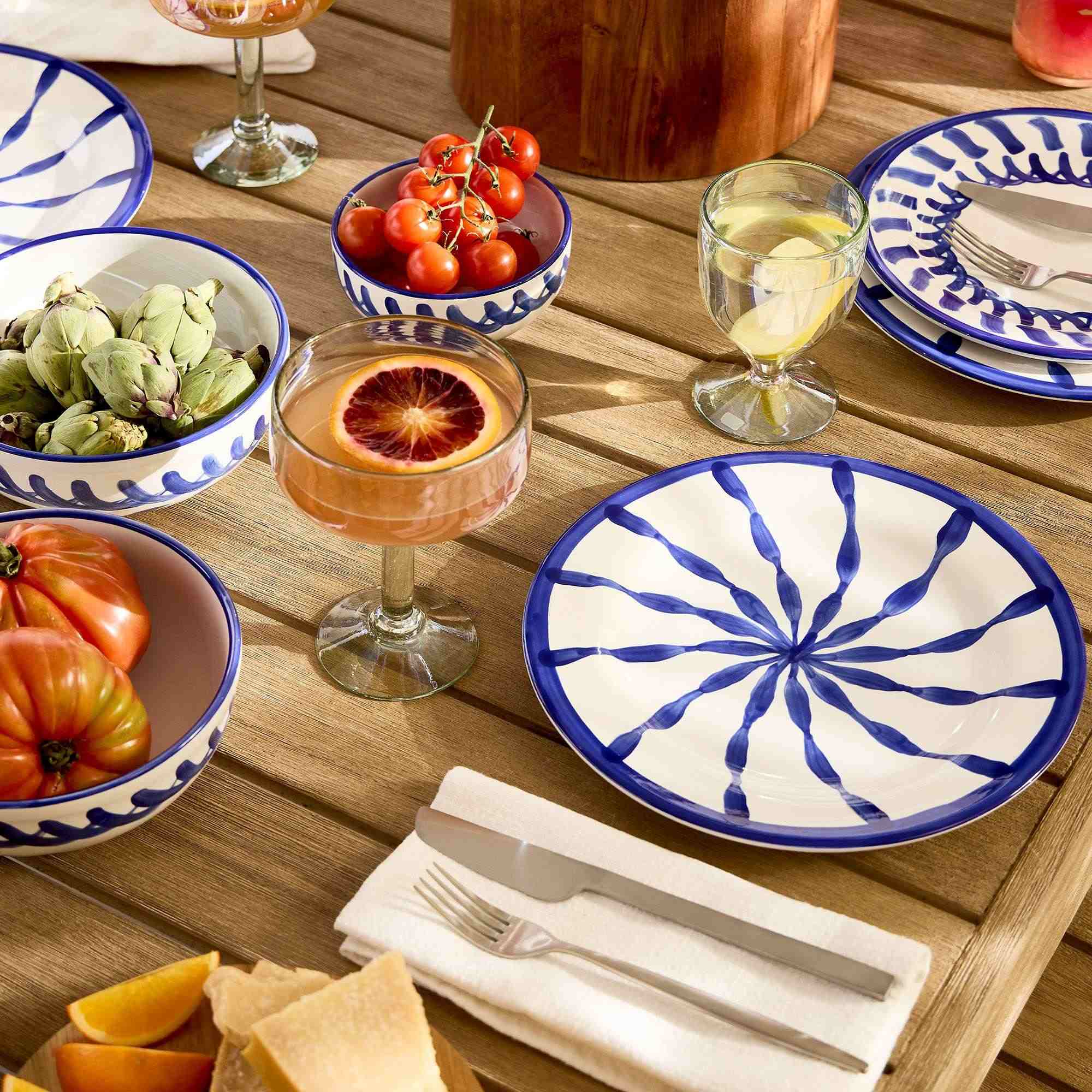 Cabana Handpainted Serveware Platter , Blue
