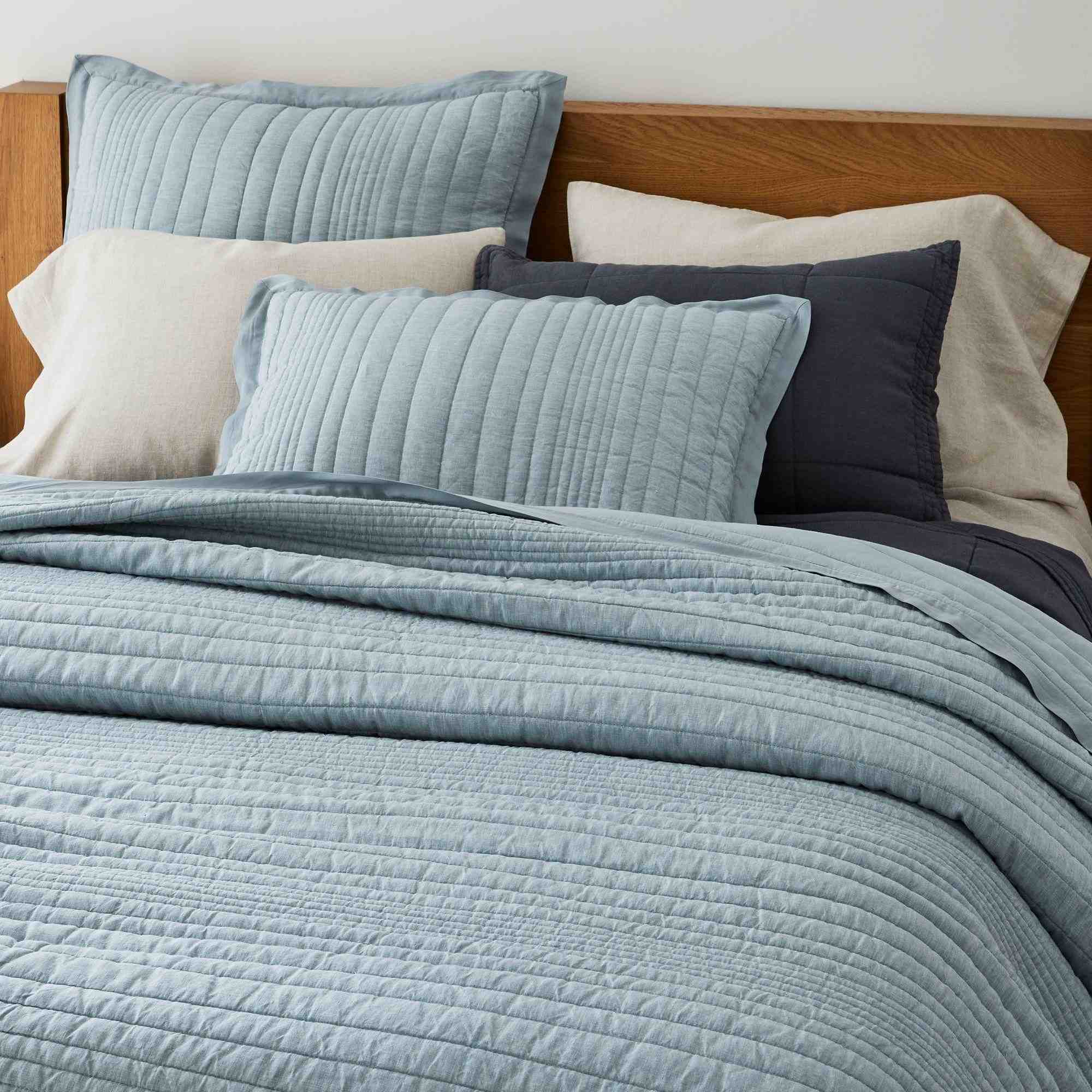 European Flax Linen Linework Quilt & Shams