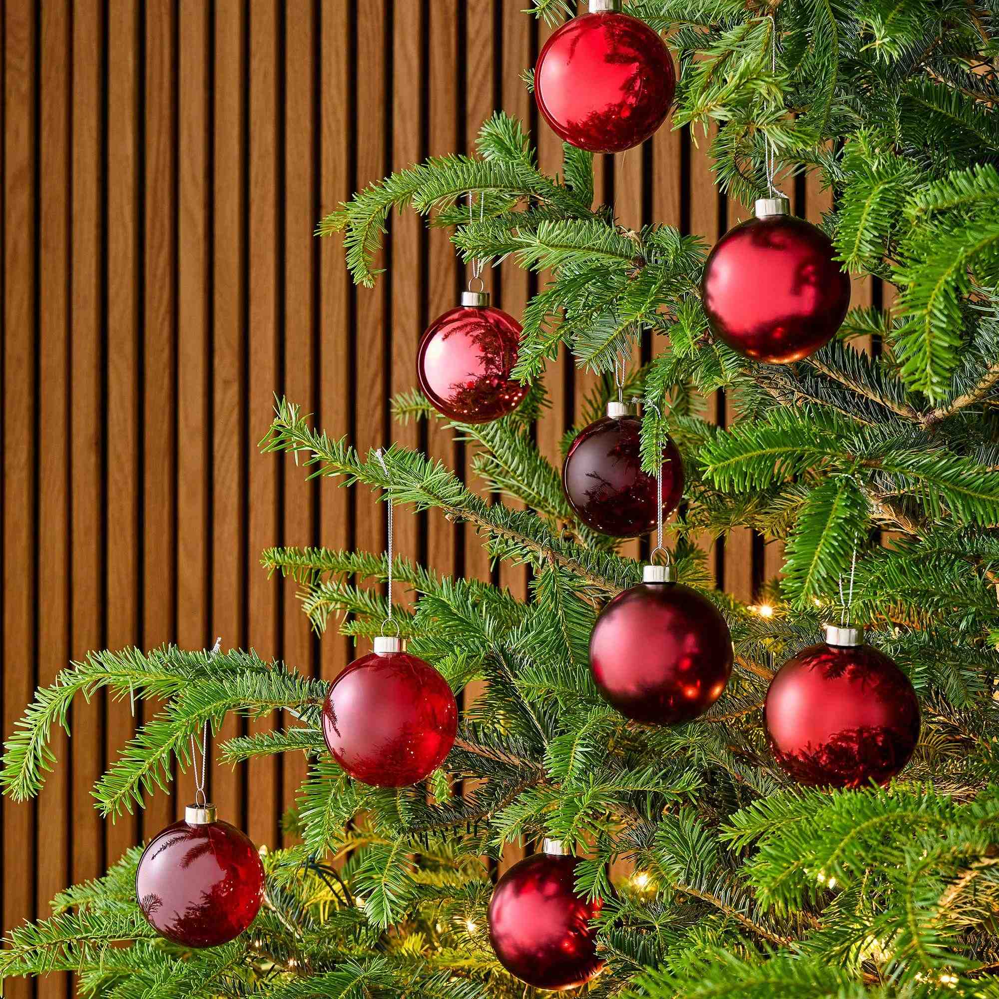 Medium Tonal Red Ornaments (Set of 9)