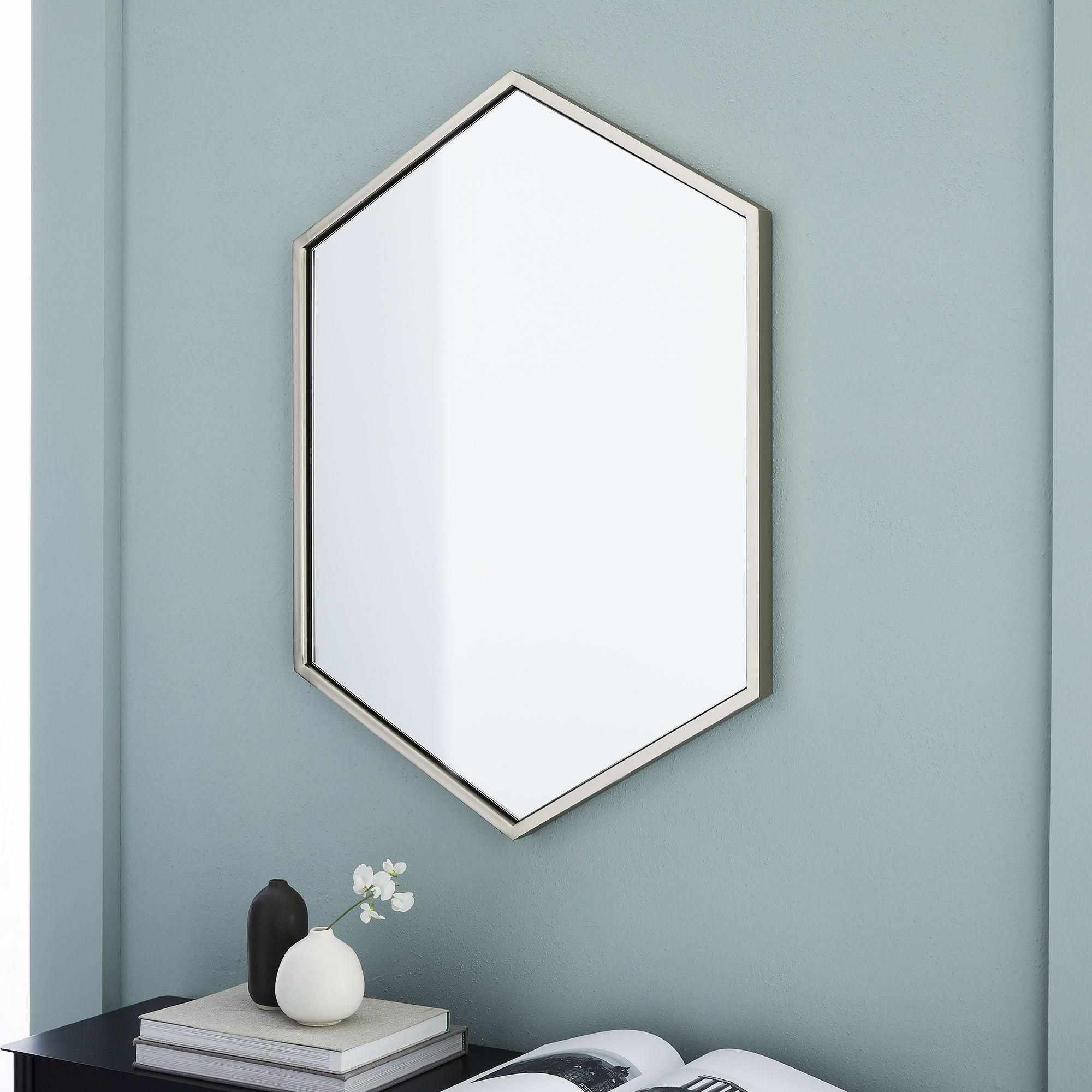 Metal Frame Hexagon Mirror