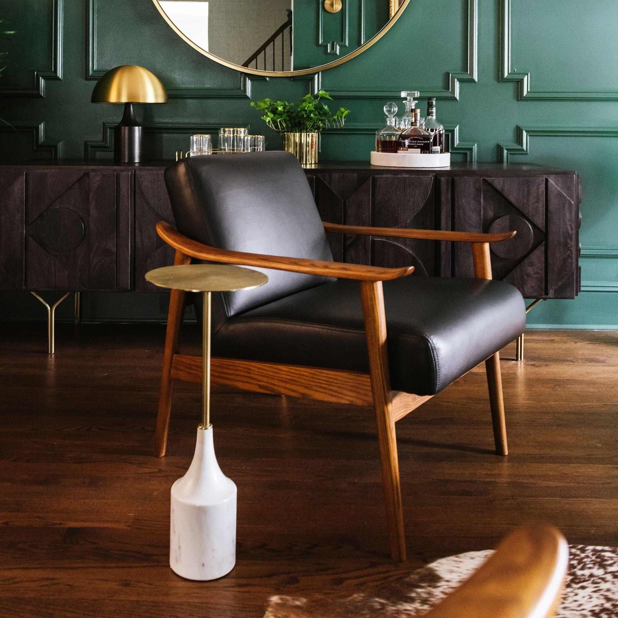 Midcentury Show Wood Leather Chair