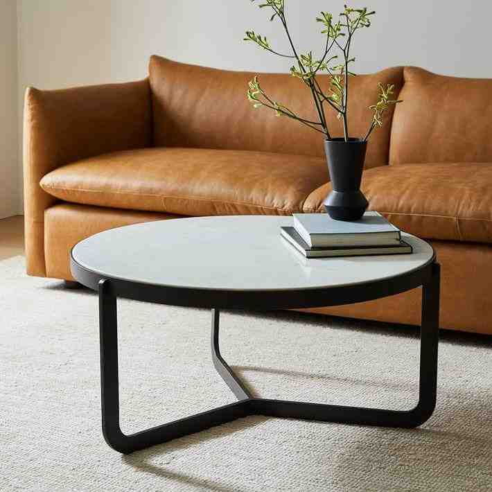 Mina Coffee Table, Marble, Dark Bronze, 34"
