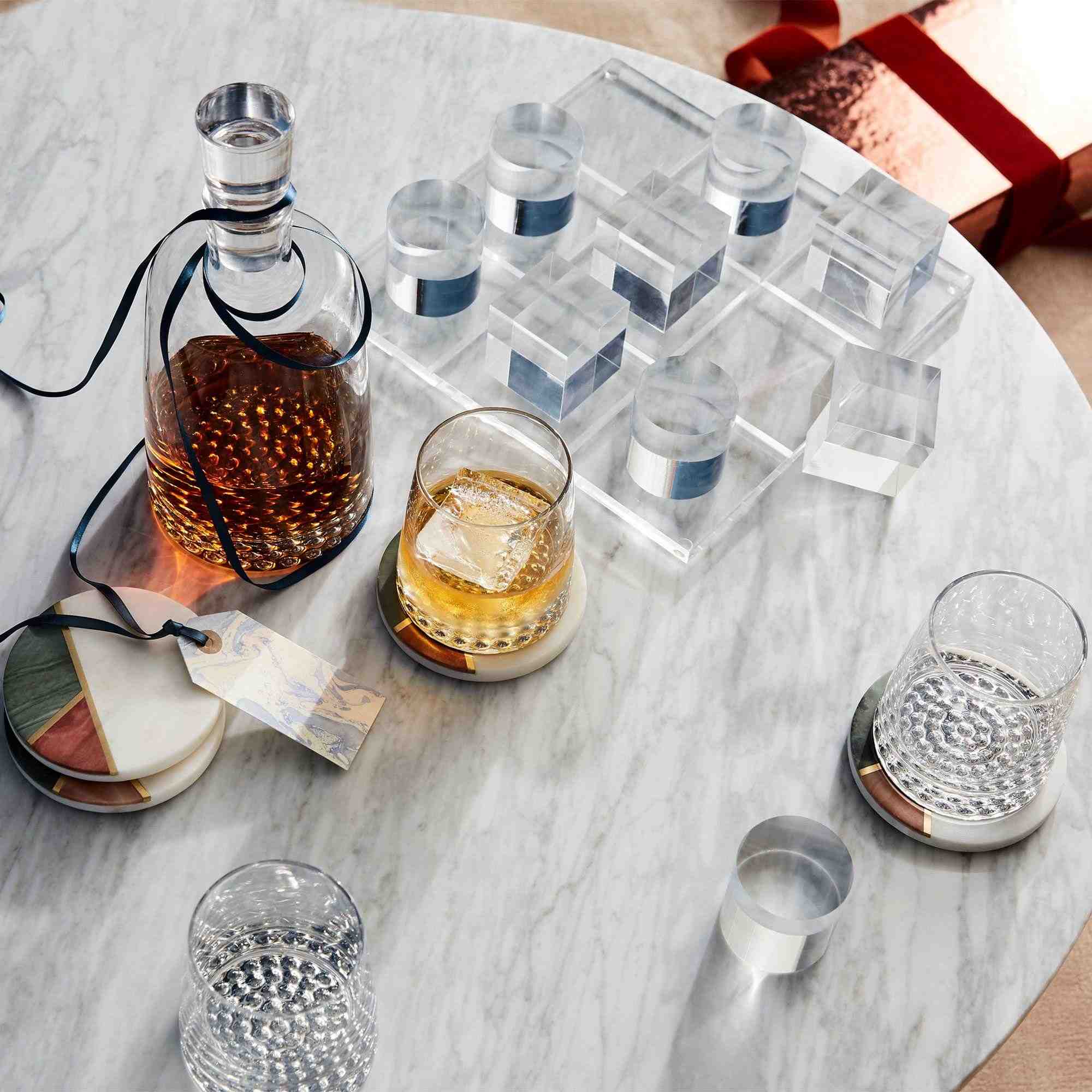 Mixed Marble & Brass Coasters (Set of 4)