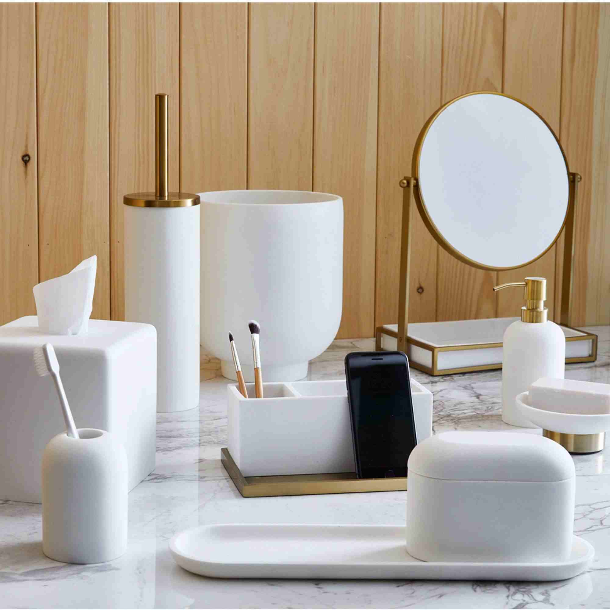 Modern Resin Stone CollectionLarge ContainerWhiteStone Resin