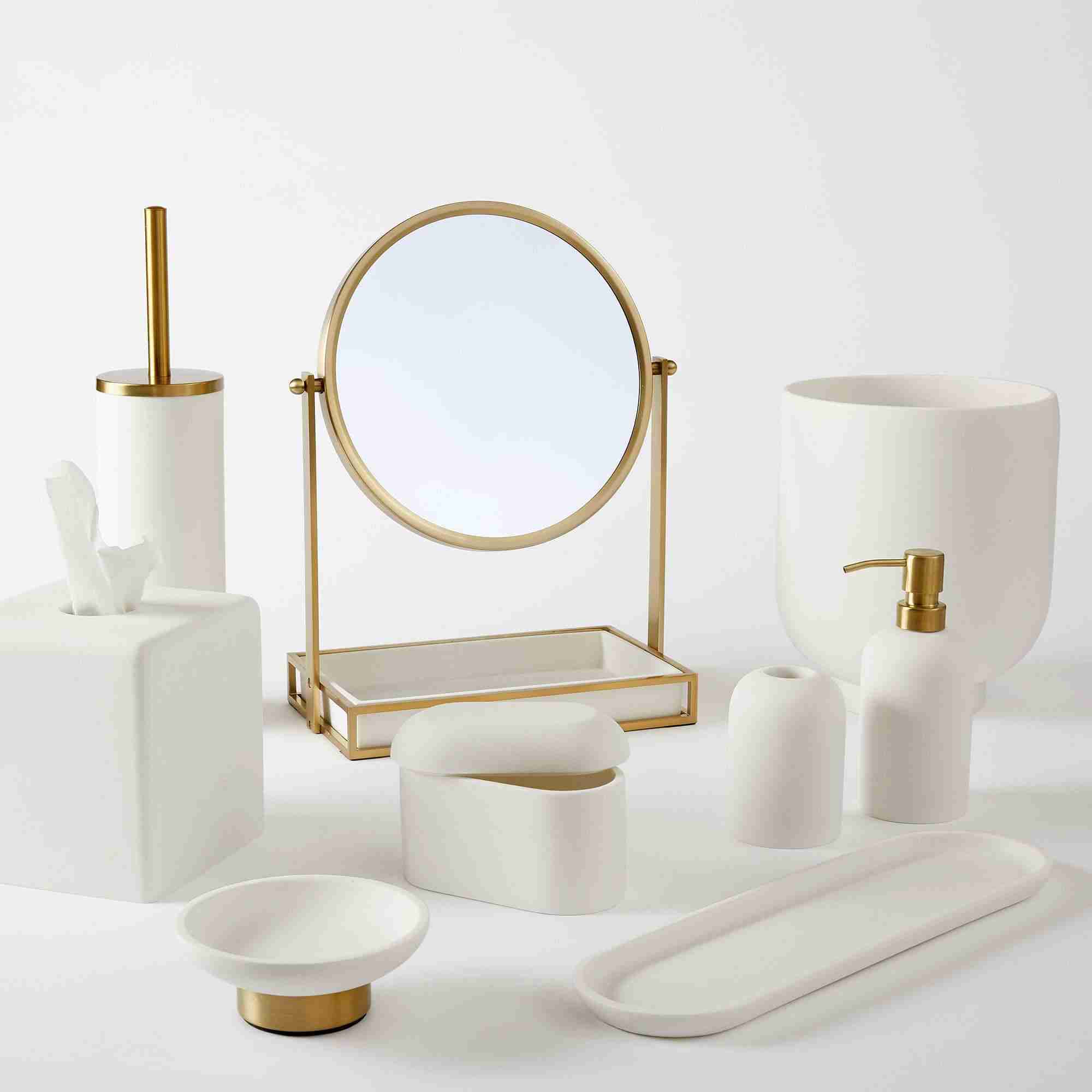 Modern Resin Stone Vanity Mirror - Antique Brass