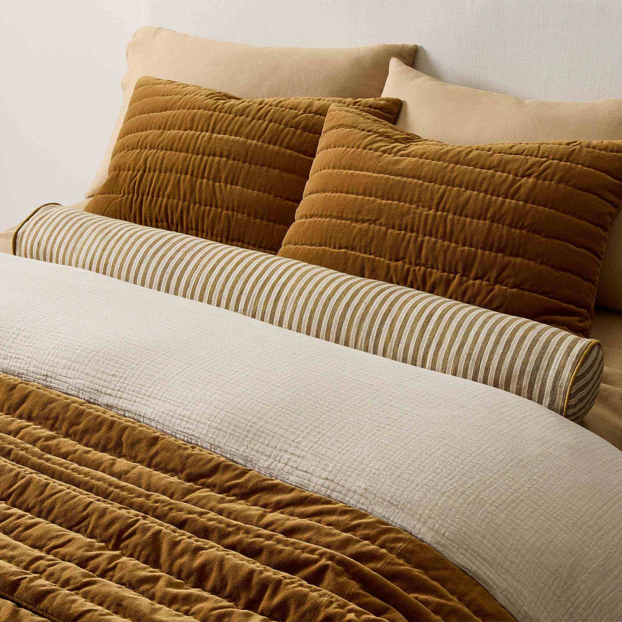 west elm | Modern Silk Stripe Bolster Pillow