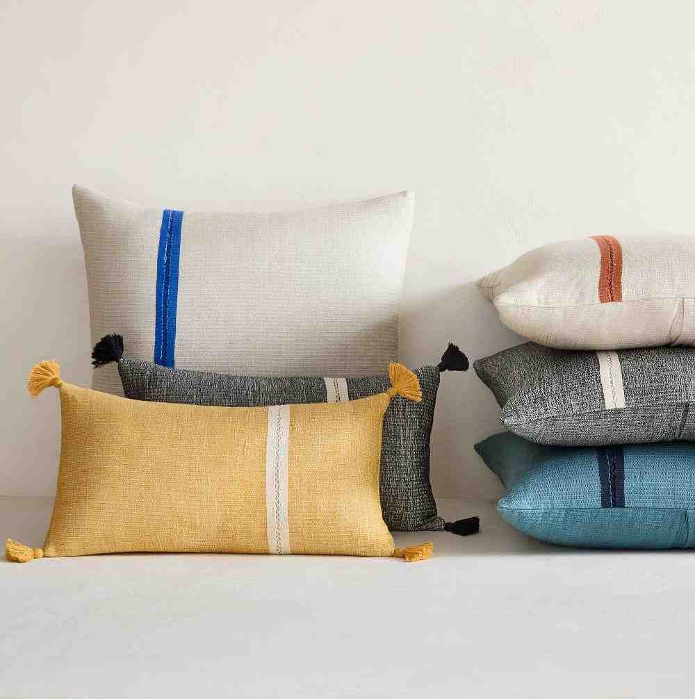 Silk Mono Stripe Pillow Cover, 24"x24", Ocean